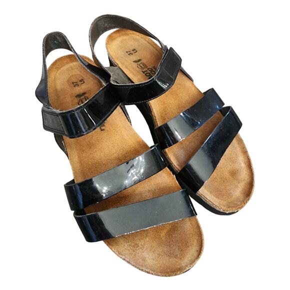 Naot Black Patent Leather Kyla Sandals, EU 37 - Picture 1 of 7